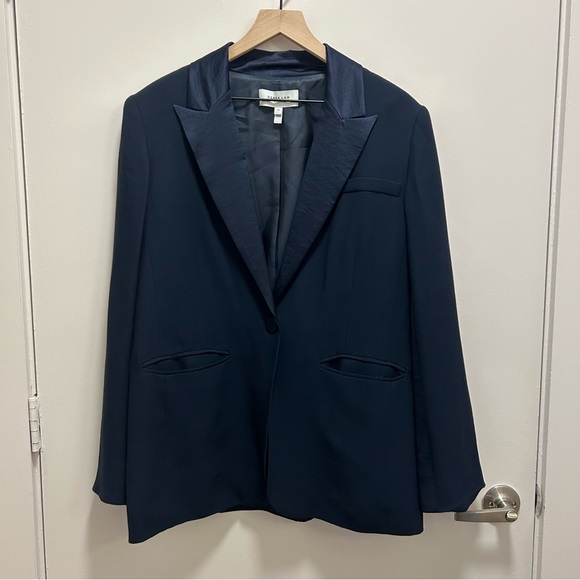 Derek Lam Jackets & Blazers - Derek Lam Crosby Navy Blazer with Satin Lapels & Back